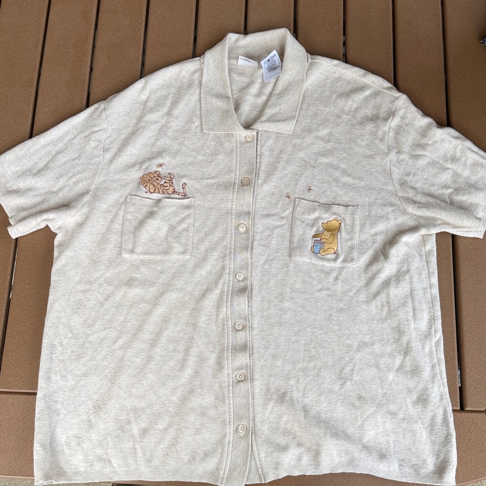 Disney Store Embroidered Winnie the Pooh Knit Polo Cardigan